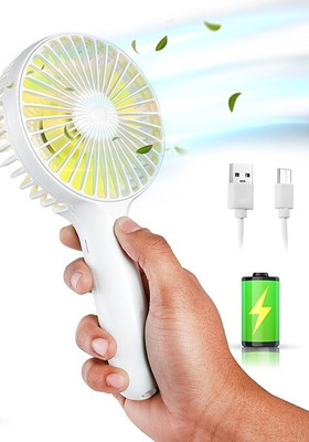 Casecade USB Rechargeable Portable Hand Fan | Compact, Quiet & Powerful |Mini Pocket Fan 3 Speed| Personal Cooling Fan for Home, Office & Outdoor Travel USB Fan, Rechargeable Fan(White)