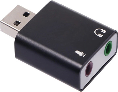 AMG Music USB Sound Card 7.1 Channel External USB Audio Sound Card Adapter with Headphone and Microphone Jack Play No Drivers Needed for Laptop and PC Sound Card(Black)