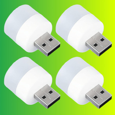 BZILO USB MINI BULB LIGHT WITH CONNECT ALL MOBILE WALL CHARGER PACK 4 FL34 PACK OF 4 USB LED Light Plug in Night Light Bulb_M34 Laptop Accessory(Multicolor)