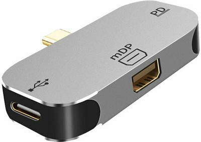 microware USB Hub Type C 3.1 to Mini DP C Port Adapter 3-in-1 Multi USB PD Docking Station Support MacBook Pro/Air and Type C Laptops Laptop Accessory(Grey)