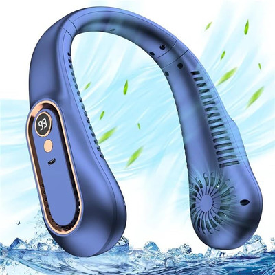Sasimo Rechargeable Neckband Fan-Ideal For Outdoors And Indoor Activities Rechargeable Mini-USB Personal Fan with 360 Rotation USB Cable USB Air Cooler Rechargeable USB Fan(Blue)