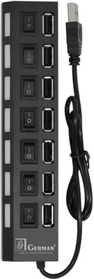 R3 GERMAN USB HUB 2.0 7 Port 2.0 USB HUB 7 Port High Speed 7 Port Micro USB HUB Multi use USB Hub(Black)