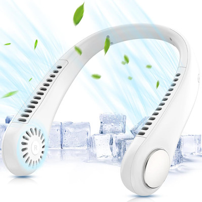VOLTegIC Hands Free Bladeless Mini Fan with 360°Cooling Airflow NF-12 Rechargeable Fan, USB Fan(White)