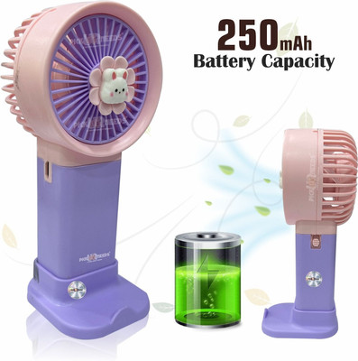 NHOUSE Hand Fan For Outdoor Usage Mini Portable Fan / Pocket Fan / Outdoor Use Fan Mini Pocket Rechargeable Fan With USB Charge Support Teddy Design Fan With Stand Rechargeable Fan(Purple)