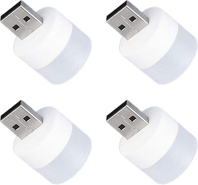 MOOZMOB Portable Mini USB LED White Lights for Dark Room and Night Compatible with Laptops Mobile Chargers Powerbanks and Other USB Port Devices 4 Pieces USB Led Light(White)