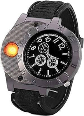 ASTOUND Wrist Watch with USB Rechargeable Windproof Cigarette Lighter-v WWL-36 Cigarette Lighter(Black)