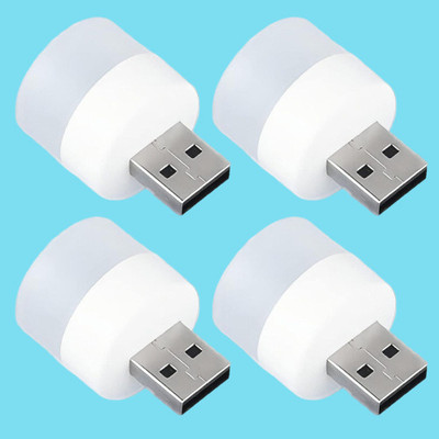 BZILO USB MINI BULB LIGHT WITH CONNECT ALL MOBILE WALL CHARGER PACK 4 FL1 PACK OF 4 USB LED Light Plug in Night Light Bulb_M1 Laptop Accessory(Multicolor)