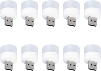 MOOZMOB Portable USB LED White Lights for Night Compatible with Laptop USB Charger Powerbank and Other USB Port Devices 10 Pieces Led Light(White)