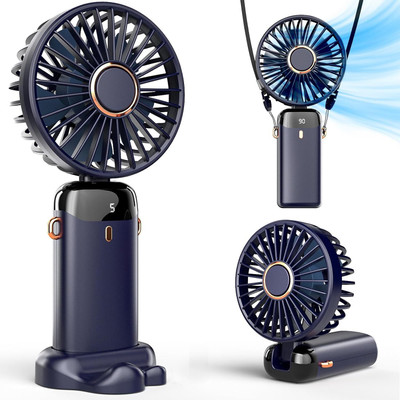 MOGADGET Mini Handheld Fan,Portable Fan USB Rechargeable ,Small Pocket Fan Cooling Mini Portable Hand Fan with 5 Speed modes & 1800 mah battery USB Fan(Blue)
