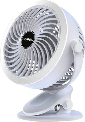 LACCO 5Speeds Adjustable,Bidirectional 360 ° Adjustable,Super Strong Wind,Portable Fan Mini Clip on Fan, Battery Operated Desk Fan USB Fan(White)