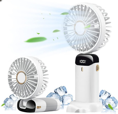 Sampri Mini Handheld Fan, Portable Fan USB Rechargeable, Small Pocket Fan Multifunction Foldable Folding Rechargeable Fan With Powerful LED Light USB Fan(White,Black)