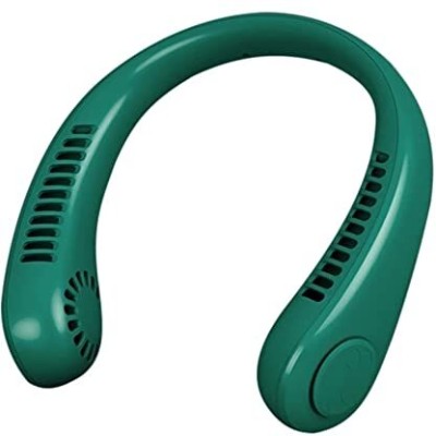 GLE Portable Neck Fan, Personal Mini USB Bladeless Neck Cooler Fan 20Hrs Play 9000mah Handfree Neckband, Wearable Neck Cooler Fan Rechargeable Fan(Green)