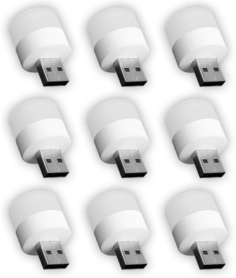 VCR USB LED Bulb Mini Light Pack of 09 Small LED White Light Ideal for Indoor and Outdoor Use, 1W, LED USB Power Source - 9 pc Led Light(White)