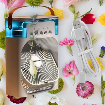 KRITAM Portable Air Conditioner Fan Personal Cooler Desk Fan for Shop, Office, Kitchen Air Conditioners Small AC Quiet Personal Cooler USB Powered Mini Desktop USB Air Cooler(White)