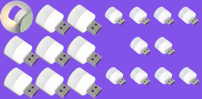 BZILO USB MINI BULB LIGHT WITH CONNECT ALL MOBILE WALL CHARGER PACK 19 FL16 PACK OF 19 USB LED Light Plug in Night Light Bulb_M16 Laptop Accessory(Multicolor)