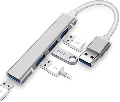 ZARRY 4 Port Super Speed 3.0 USB Hub Compatible for Laptop, PC, Macbook, Mobiles USB Hub(Silver)