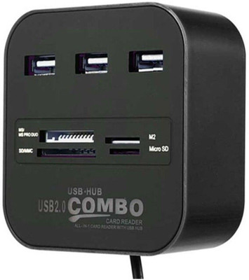 SSCOMPUTER 3 PORT USB Hub Port HIGH QUALITY ALL IN ONE COMBO CARD READER WITH 3 PORT USB Hub(Green)