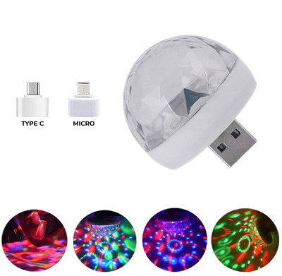 WRADER Small Auto Color Changing USB Disco Light LED Projection Disco Light for Home Decor Parties Bedroom Cars Compatible with Mobiles and Other USB Devices Led Light(White)