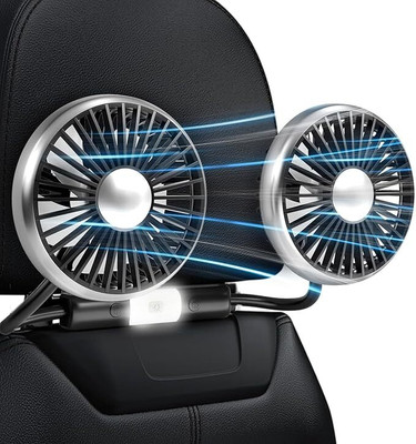 Riggear Dual Head Car USB Fan | 3-Speed Adjustable, 360° Flexible Rotation USB Air Cooler(Black)