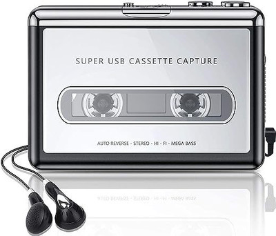 VOOCME Cassette Player,Cassette stereo Recording Tape to MP3 Converter Tape Cassette Compatible with Mac PC Laptop Laptop Accessory(Grey)