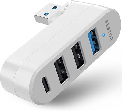 Bestor USB 3.0 Hub 4-Port USB 3.0 Hub 90°/180°[Degree Rotatable],with 3 USB Ports & 1 USB C Port HDMI Connector, USB Charger, USB Hub(White)