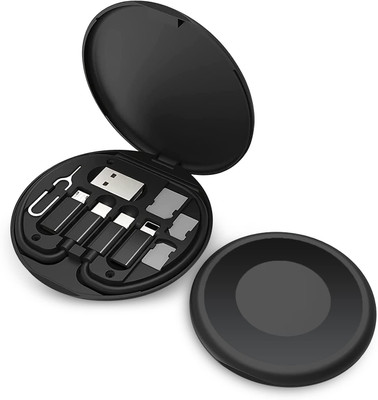 TECHNUV All-in-One Quick Charging Data Cable Storage Kit & Hidden Holder, All USB cable kit Universal Smart Adapter Card For All Android & iphone Devices Laptop Accessory(Black)