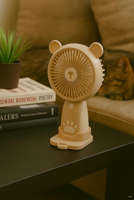 WOYR 3 Speed Portable Fan Rechargeable with stand|Small Fan USB Rechargeable Fan Rechargeable Fan(Beige)