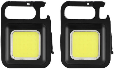 MOOZMOB USB Rechargeable Keychain Light, Mini Torch COB Flashlight with 3 Working Modes Light for All Indoor Outdoor Activities Compatible with USB Devices - PACK OF 2 Led Light(Black)