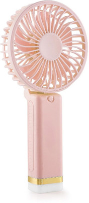 PLERIZA Fan Rechargeable with LED Light – Foldable Mini Fan, Small Fan,USB Charging Hand Fan with 1200mAh Battery & 3 Speed Modes | Travel, Makeup, Kitchen, Pankhaa USB Fan(Pink)