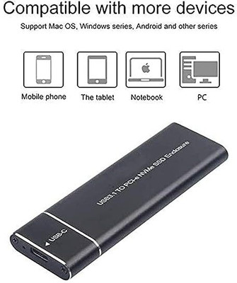 RuhZa NVME SSD Enclosure, M.2 NVME to USB C Adapter with Black case, Disk Case HDD Case with USB Cable Compatible with Laptop USB Flash Drive(Black)