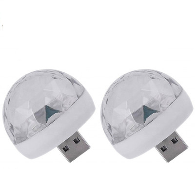 MOOZMOB Multicolor USB Operated Sound Activated Disco Projection Light for Cars and Home Décor Disco Light for Bedroom Compatible with Laptop and USB Charger (Set of 2) Led Light(White)