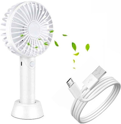 Wilo Portable Hand Fan - Powerful Brushless Motor Small Fan, 3-Speeds, USB Fan USB Rechargeable Mini Fan with Standing Holder Handy Base For Home Office Mini USB Fan(Multicolor)