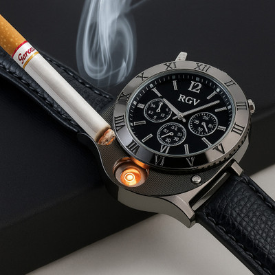 RGV USB Rechargeable Sporty Wristwatch Stylish Cigarette Lighter Watch Sporty Wristwatch Cigarette Lighter(Black)
