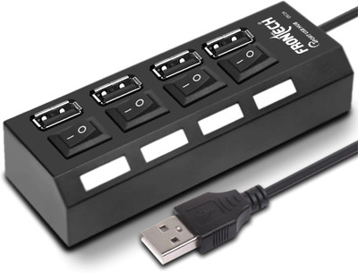 Frontech 4 in 1 | 2.0 Upto 480 Mbps Speed Port| LED | Hub for Laptop, Mobile Plug & Play NC-0033 USB Hub(Black)