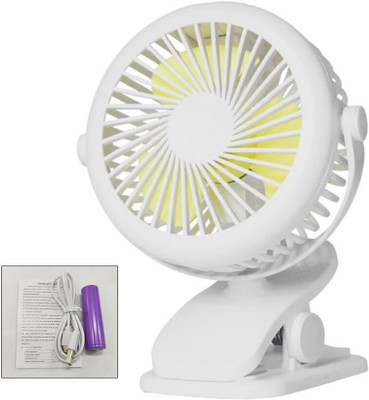 Keekos Table Fan You Can Also use Directly Fan Power Bank[ DC] Desk Fan 4000mAh USB- Table Fan You Can Also use Directly Fan Power Bank[ DC] Desk Fan 4000mAh USB USB Air Cooler(White Yellow)