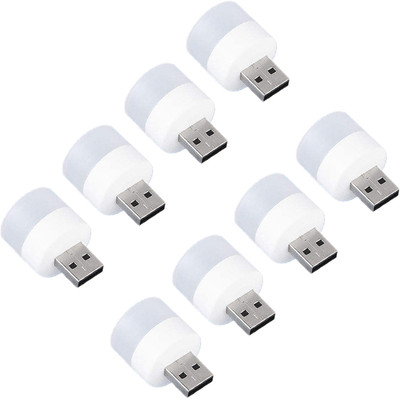 MOBIZAC PACK OF 8 Small USB LED Lights for Dark Room and Night LED Light Bulb Compatible with Laptops, Mobile Chargers, USB Hubs and Other USB Devices USB Led Light(White)