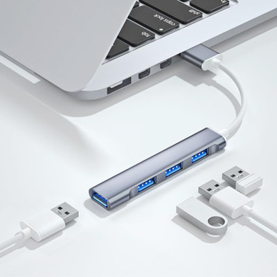 WEROX 4-Port USB to USB 2.0 Ultra-Mini Hub Adapter 4-Port USB to USB 2.0 Ultra-Mini Hub Adapter USB Hub(Silver)