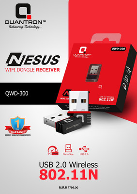 Quantron Nesus QWD-300 Wifi Dongle receiver QWD-300 Laptop Accessory(Black)