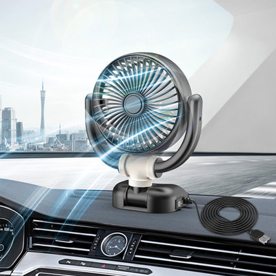 Verilux Portable Car Fan 2024 Upgraded Strong Wind Cooling USB Fan 360 Degree Rotatable Portable Car Fan Strong Wind Rotation Mini Air Circulator Summer USB Fan(Black)