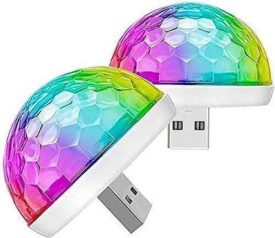 MOOZMOB Multicolor USB Operated Sound Activated Disco Light for Home and Party Small LED Disco Light for Bedroom Car Compatible with Laptop and USB Charger (Set of 2) Led Light(White)