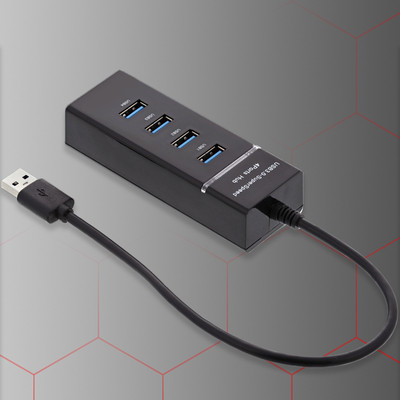 Wanzhow High Speed 4 Port 3.0 USB Hub 4 Port USB Hub 3.0 Adapter Cable with 5Gbps Speed, Laptop, PC Computers USB Hub(Black)