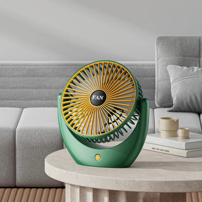 Tazomi Mini USB Charging Desktop Fan Multi-Angle Air Delivery Three Speeds Quiet Table Mini Portable Battery Operated USB Fan(Green 1)