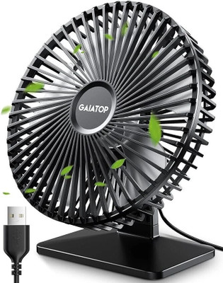 Gaiatop 3 Speeds Portable Mini Powerful Desktop Table Fan Small Table Fan, 6.5 Inch Ultra-quiet, 90° Adjustment for Better Cooling USB Fan(Modern)