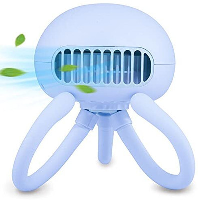 Mom's Aura Portable Bladeless Stroller Fan – 5200mAh Rechargeable with Flexible Tripod Portable Bladeless Fan USB Fan(Blue)