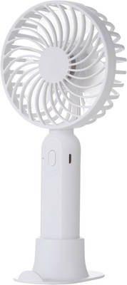 VR Bright Lite S9 (PORTABLE RECHARGEABLE USB FAN) 3 Speed Mode High Speed with 1200mAh Battery S9 Mobile Stand USB Fan(White)