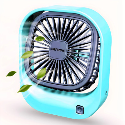 VRPRIME Rechargeable Mini Desk Fan Portable Fan with 3-Speed Settings & Quiet Operation 1000mAh Battery Rechargeable Fan(Aqua)