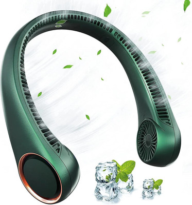 VHN Combo Pack Neck Fan, Portable Bladeless Neck Fan Rechargeable 4000 mAH Battery 3 Speeds Fan, 1 Mickey Mouse Free, (Pack of 2) USB Fan(Green)