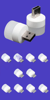 BZILO USB MINI BULB LIGHT WITH CONNECT ALL MOBILE WALL CHARGER PACK 12 FL39 PACK OF 12 USB LED Light Plug in Night Light Bulb_M39 Laptop Accessory(Multicolor)