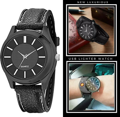 HumBiG ® Analog Quartz Unisex Wrist Watch Cigarette Lighter | Windproof, Flameless Men Wrist Watch Cigarette Cigar Lighter | Windproof, Flameless Cigarette Lighter(Black Exquisite)