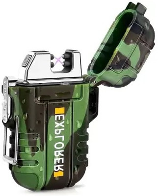 ASTOUND USB Rechargeable Windproof Flameless Electric Dual Arc Plasma Beam Lighter AEL-04 Cigarette Lighter(Green)